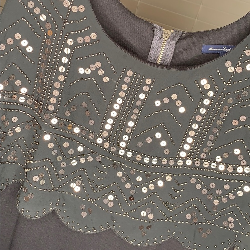 American Eagle Gray Sequin Dress, Medium - Picture 7 of 8